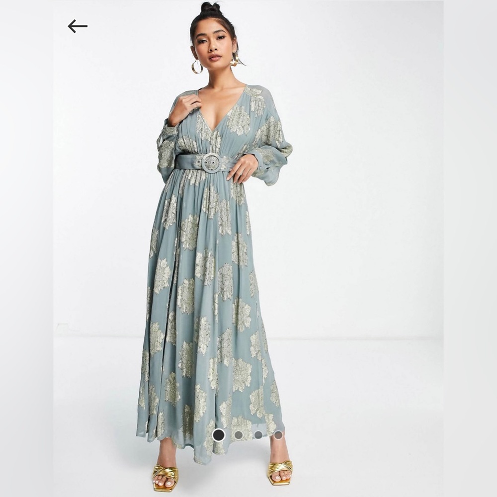NWT! BELTED METALLIC JACQUARD MAXI DRESS FROM ASOS. ABSOLUTELY STUNNING! ✨